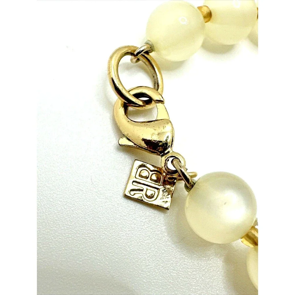 Banana Republic Statement Necklace Brown Tan Cream Faux Pearl Long 34